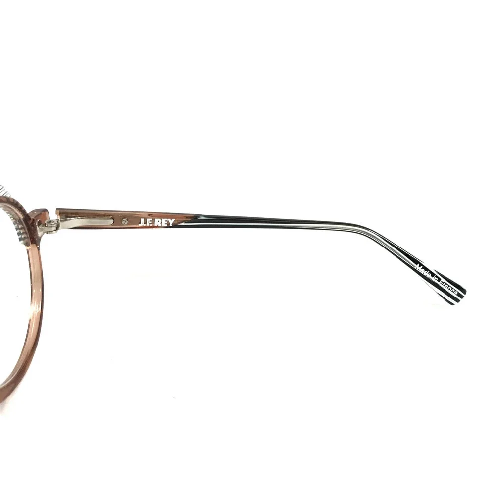 J.F. Rey Eyeglasses Frame JF1523 1089 Clear Brown Stripes White Black 52-19-143